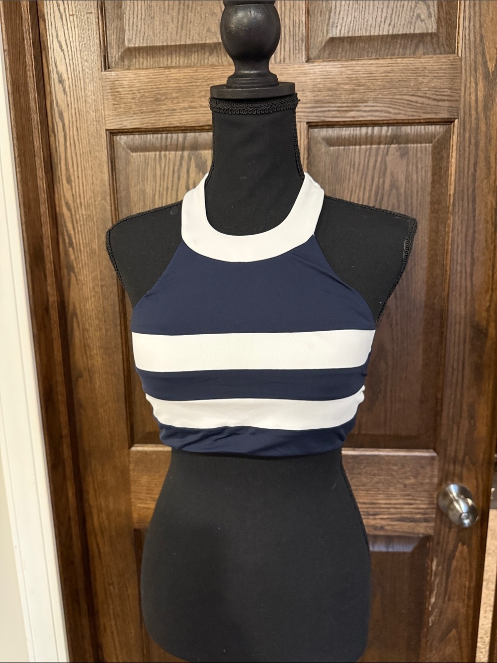 Seafolly Striped Navy & White Halter Bikini Top US Size 10 Like New